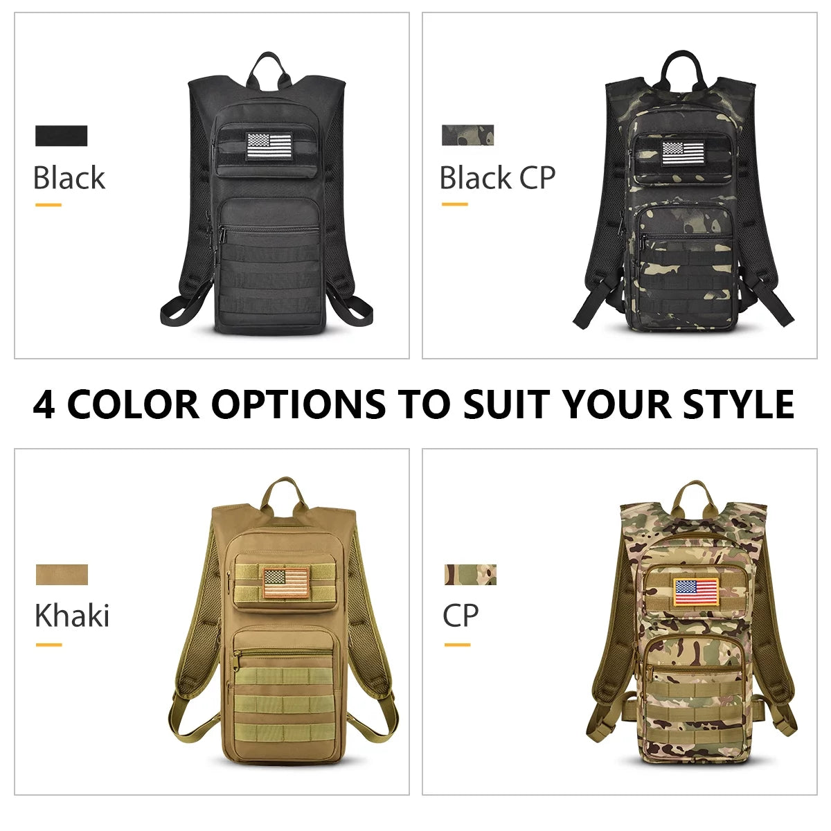 17L Hydration Backpack with 3L TPU Water Bladder - Molle Compatible Hydration Pack for Outdoor Activities such as Hunting, Hiking, Cycling, Climbing, and Running, Tan