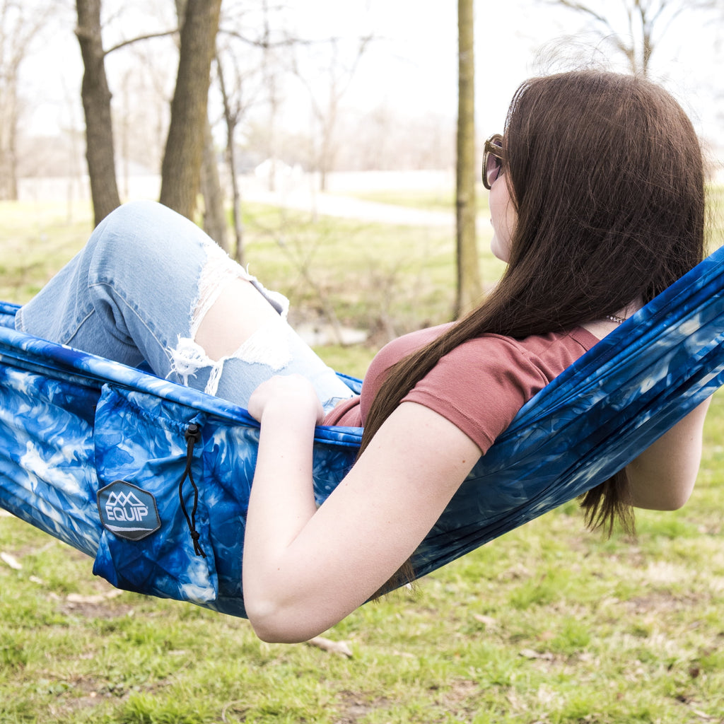 Craft-Dyed™ Recycled Polyester Travel Hammock for One, Navy Blue, Dimensions 108" L x 56" W