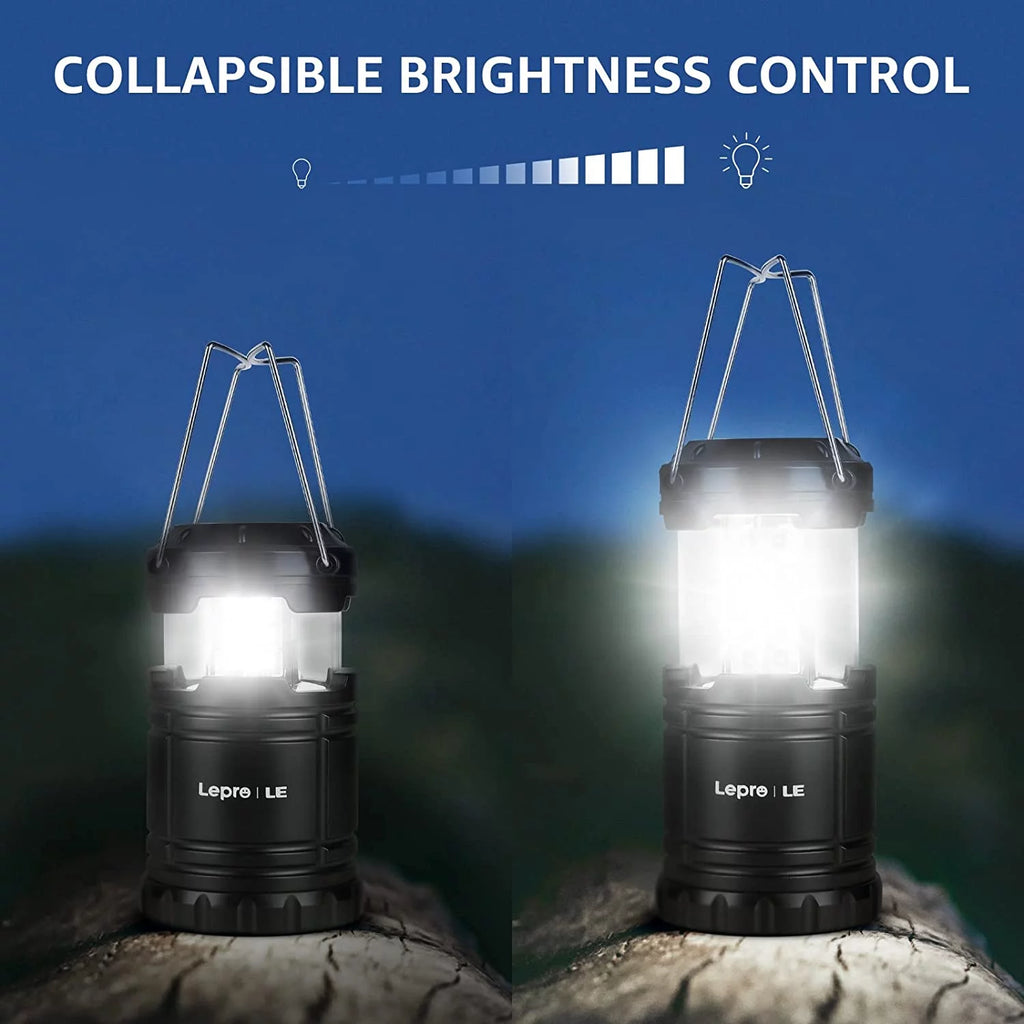 LED Collapsible Camping Lantern Set of 4, High-Intensity Battery-Powered Lights, IPX4 Water-Resistant, Portable Emergency Illumination for Power Outages and Severe Weather Conditions