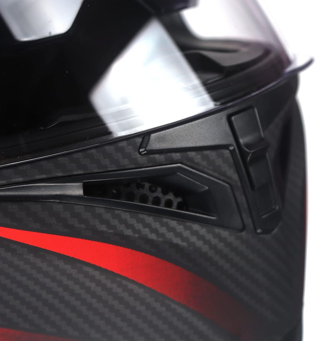 Full Face Motorcycle Helmet with Internal Tinted Visor & DOT Approved for Moped ATV Cruiser Scooter (Matt Red, Medium)