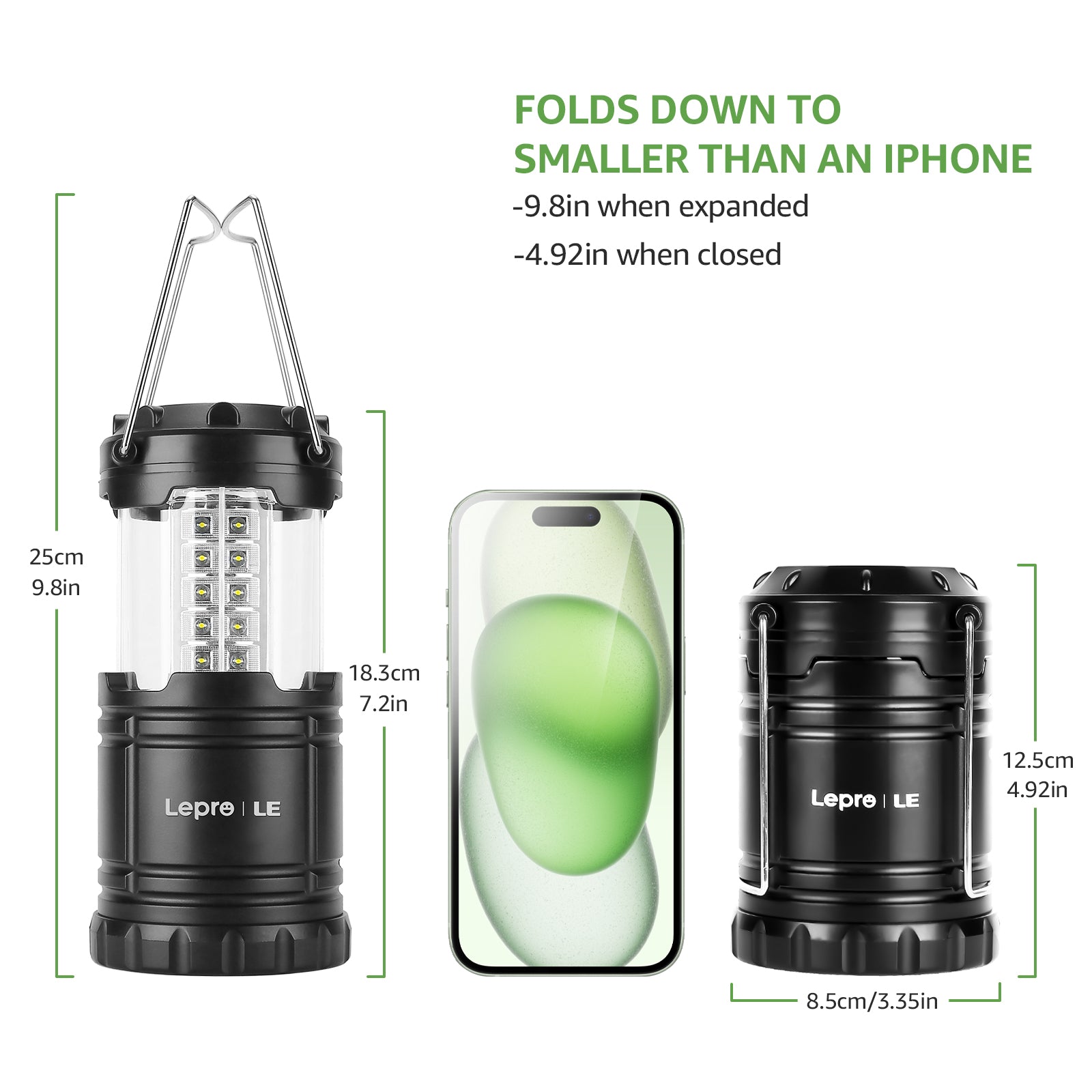 LED Collapsible Camping Lantern Set of 4, High-Intensity Battery-Powered Lights, IPX4 Water-Resistant, Portable Emergency Illumination for Power Outages and Severe Weather Conditions