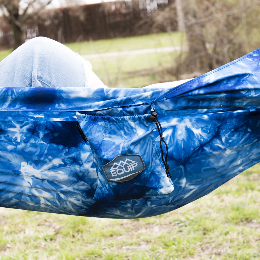 Craft-Dyed™ Recycled Polyester Travel Hammock for One, Navy Blue, Dimensions 108" L x 56" W